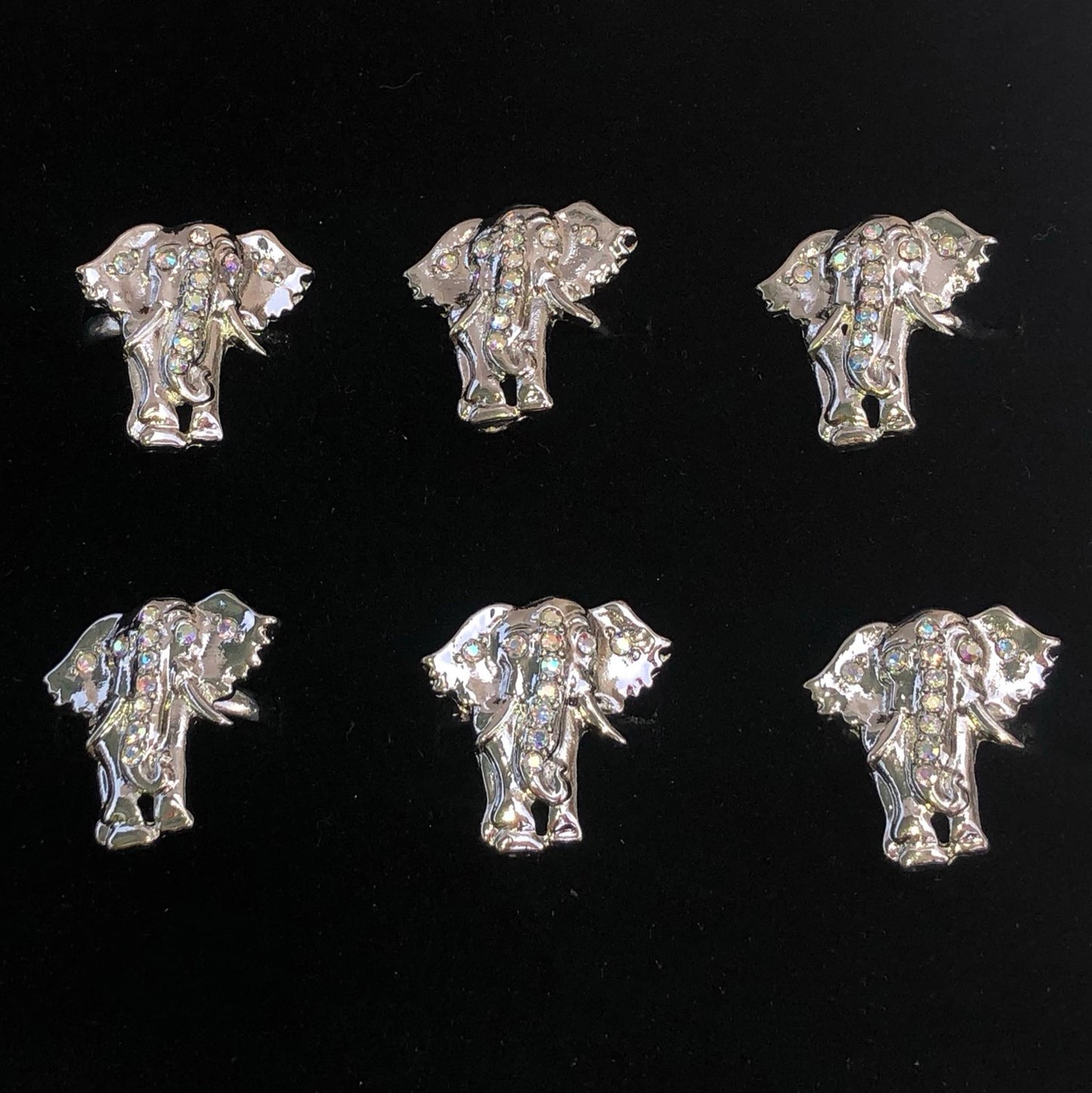 Rainbow Rine Stone Elephant Rings 24 Pc Box