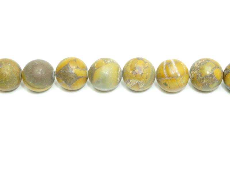 16 inch 10 mm Matted Bamboo Jasper Natural Round Beads