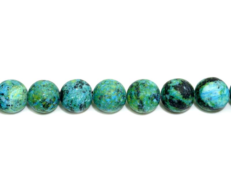 16 inch 10 mm Matted Blue Chrysocollajasper Dyed Round Beads