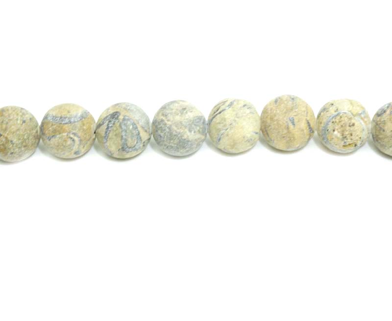 16 inch 10 mm Matted Insect Fossil Jasper Natural Round Beads