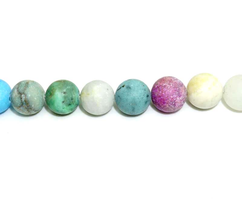 16 inch 10 mm Matted Mutli Stone Round Beads