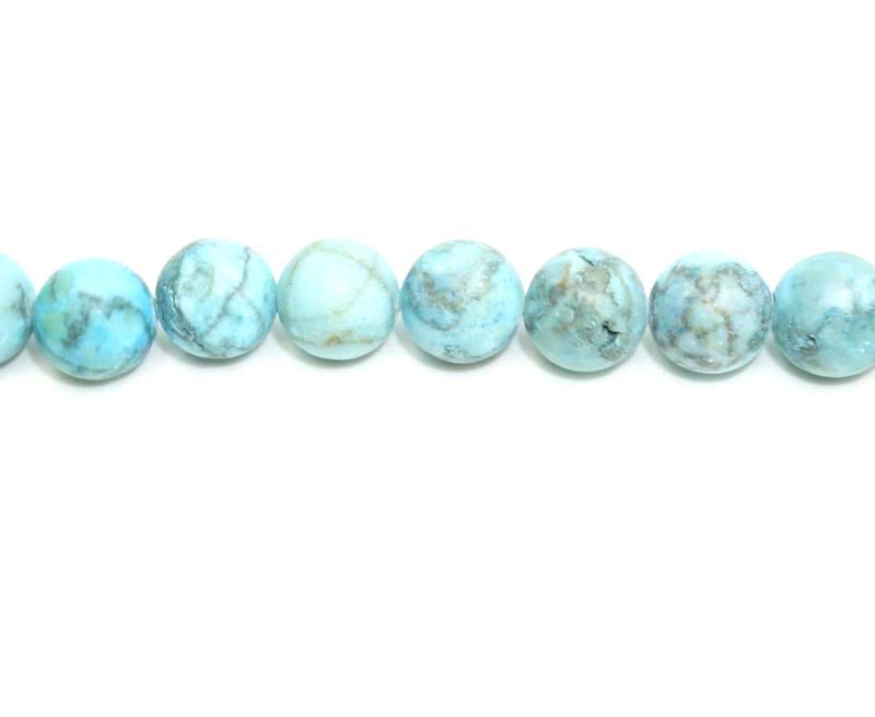 16 inch 10 mm Matted Turqouise Jasper Dyed Round Beads