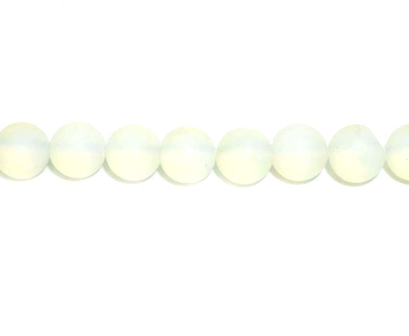 16 inch 10 mm Matted Opalite Glass Round Beads