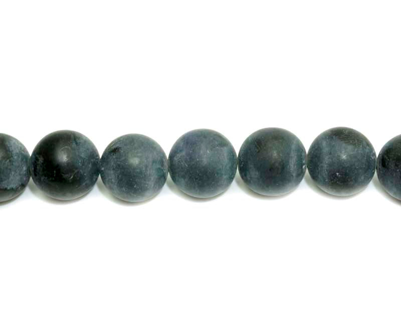16 inch 12 mm Matted Blackstone Round Beads