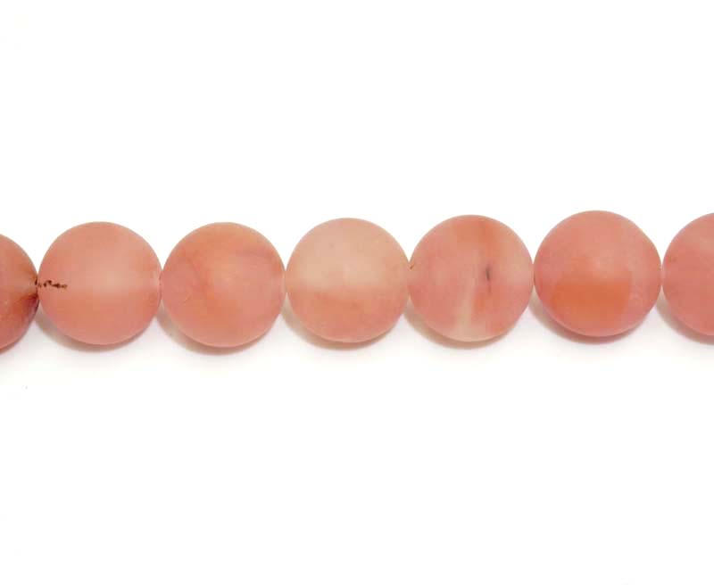 16 inch 12 mm Matted Cherry Quatz Glass Round Beads