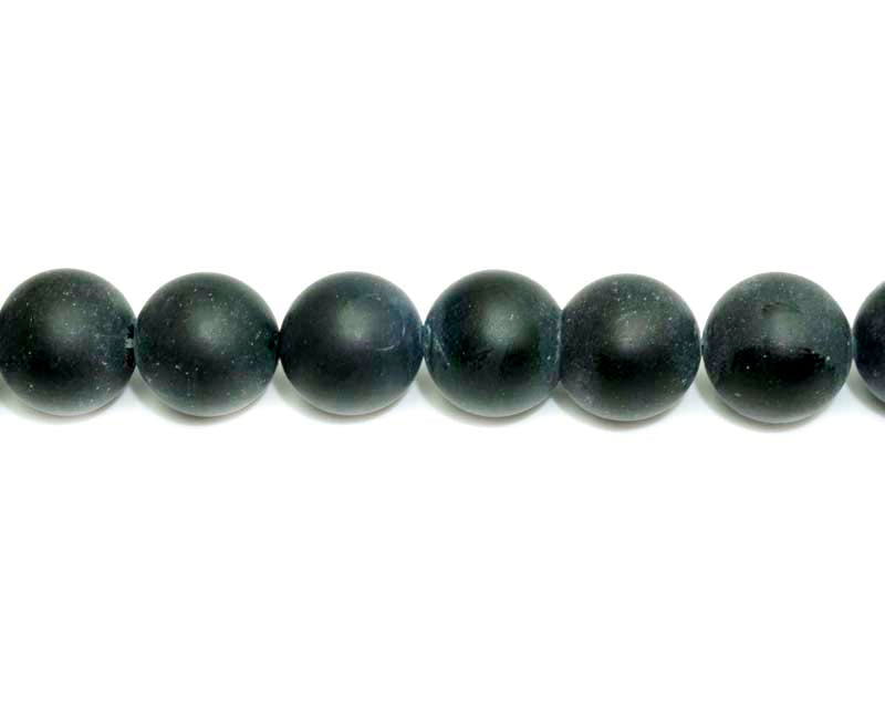 16 inch 12 mm Matted Black Synthetic Round Beads