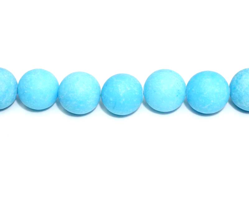16 inch 12 mm Matted Turqouise Jade Dyed Round Beads