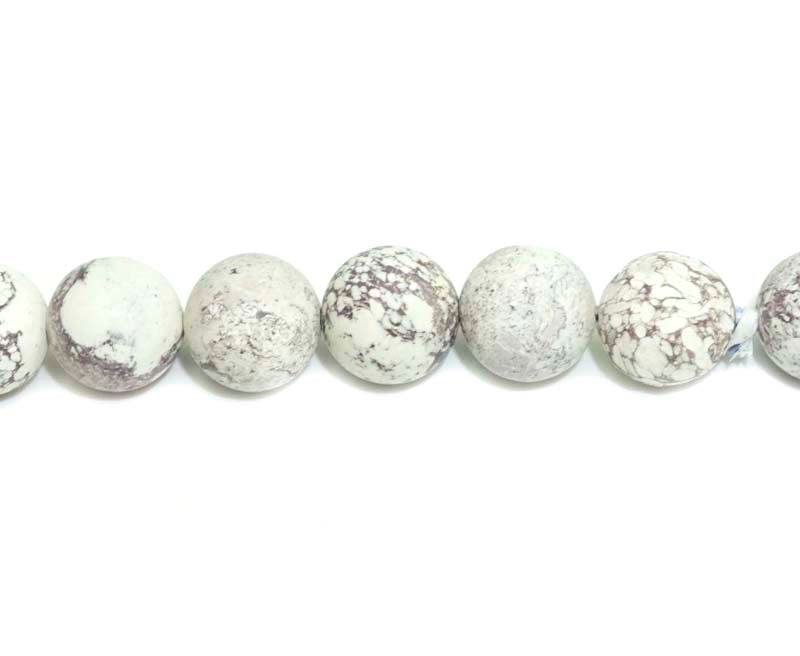 16 inch 12 mm Matted Mexico White Turqouise Japer Natural Round Beads