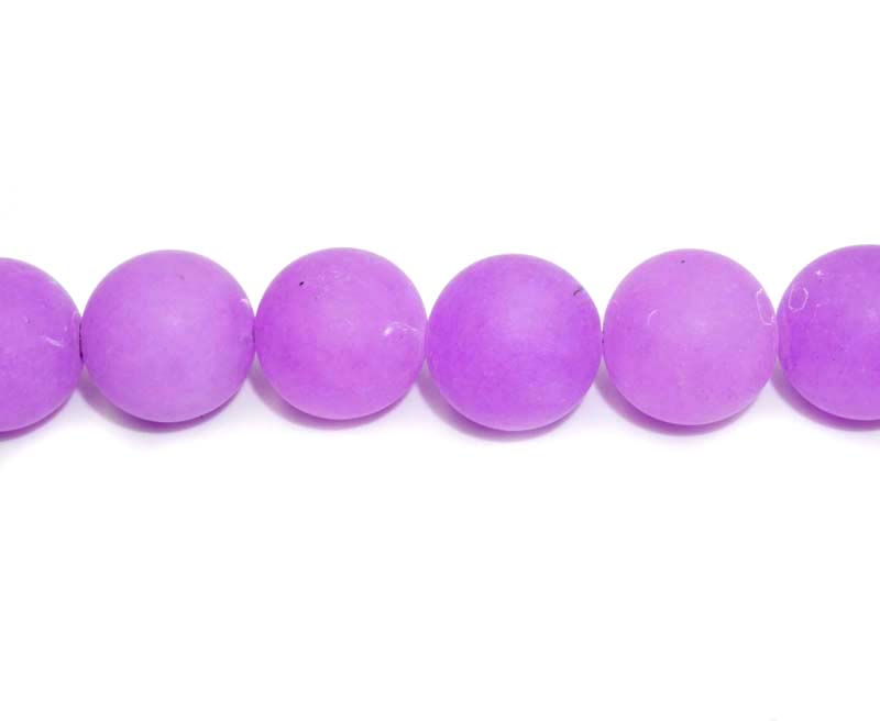 16 inch 14 mm Matted Purple Quartz Dyed Round Beads