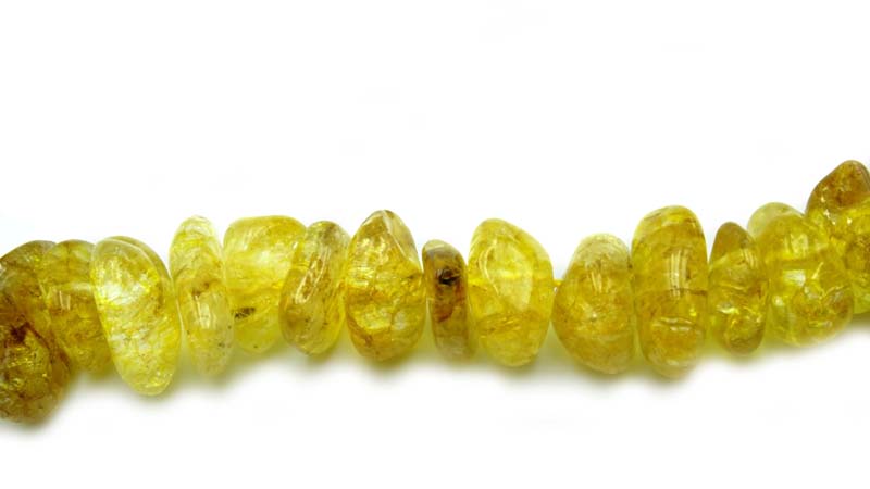 16 inch Yellow Cracked Crystal Quartz Nuggets Beads