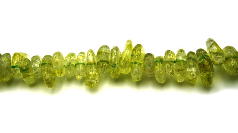 16 inch Peridot Color Cracked Crystal Nuggets Beads