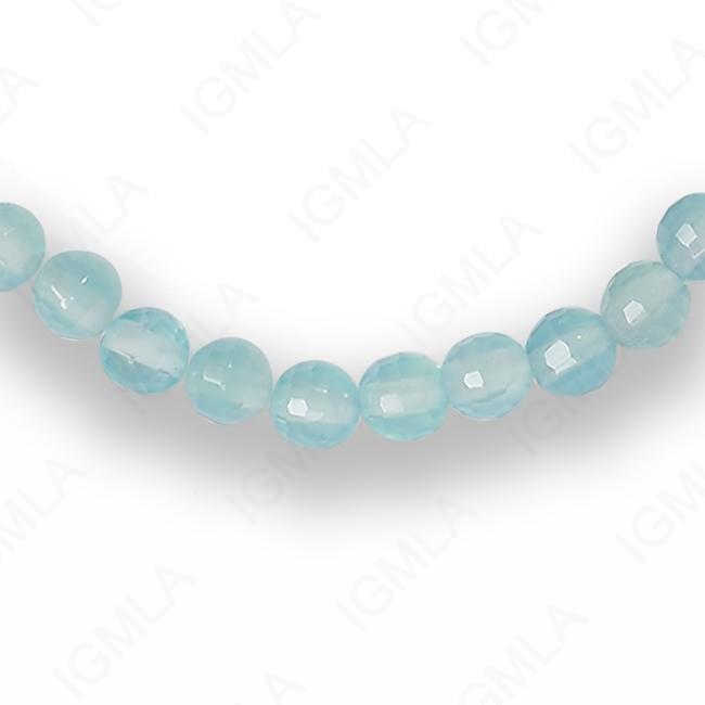 16 inch 4 mm Sea Blue Chalcedony Round Faceted Beads