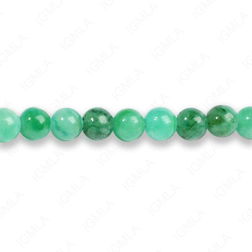 4mm Dyed Green Jade Qtz Round Beads