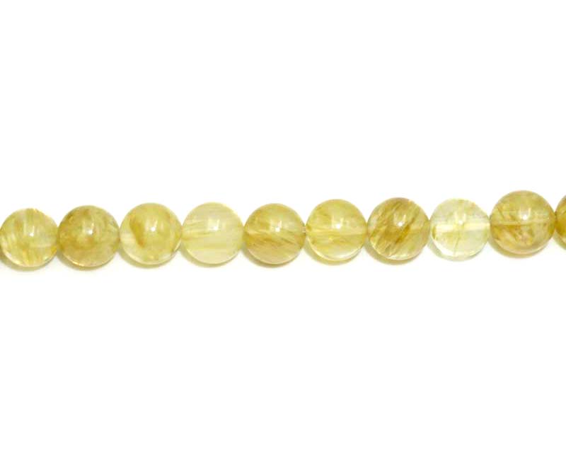 8mm Rutilated Quartz Glass Round Beads