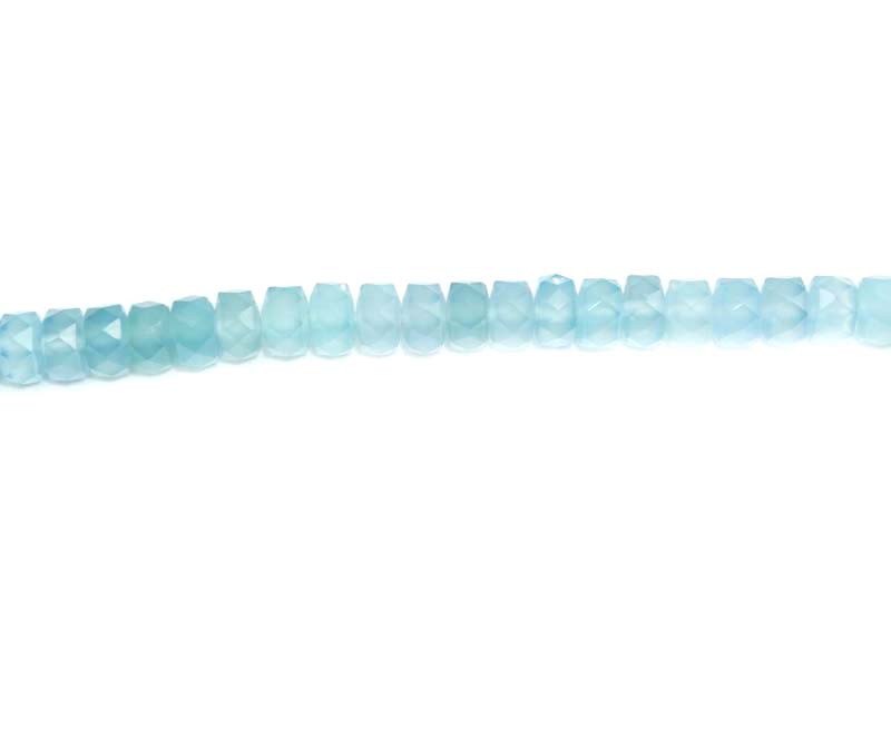 16 inch 7-8mm Sea Blue Chalcedony Washer Faceted Beads
