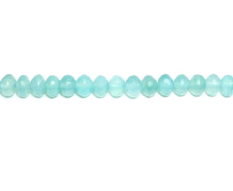 16 inch 8mm Sea Blue Chalcedony Rondell Faceted Beads