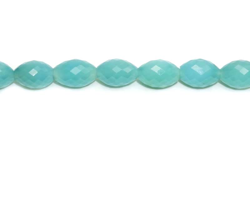 16 inch 10X14mm Sea Blue Chalcedony Melon Faceted Beads