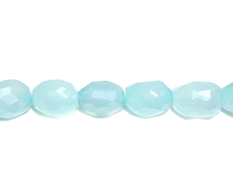 16 inch Sea Blue Chalcedony Nugget Faceted Beads