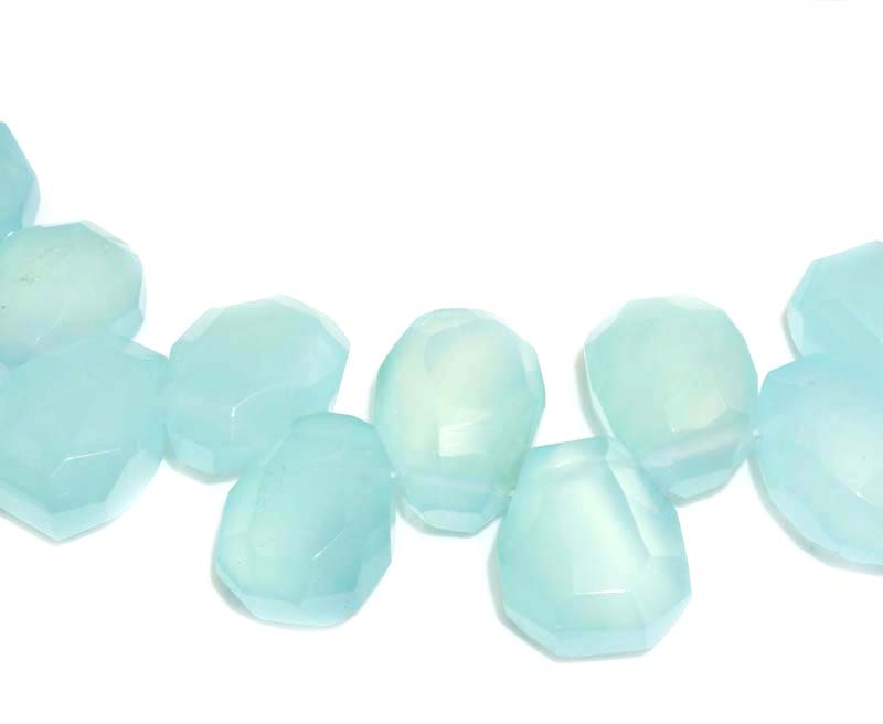 16 inch Sea Blue Chalcedony Nugget Faceted Beads