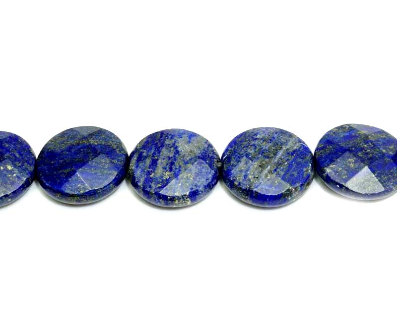 16 inch 14mm Lapis Coin Faceted Beads