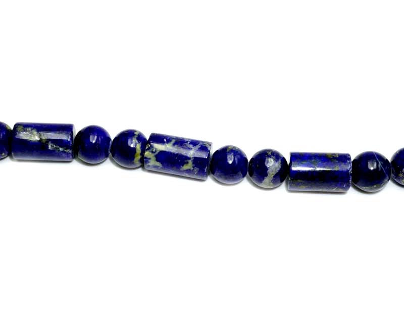 16 inch 8X12-8X16mm Lapis Cylinder W Round Beads