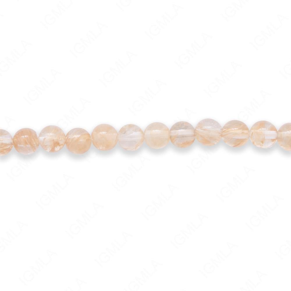 16 inch 6mm Rutilated Quartz Glass Round Beads