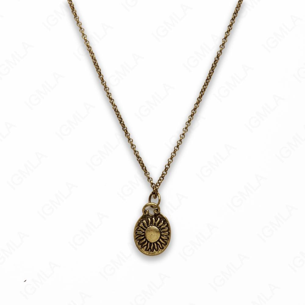 Zinc Alloy Antique Gold Plated Assorted Charm Necklace