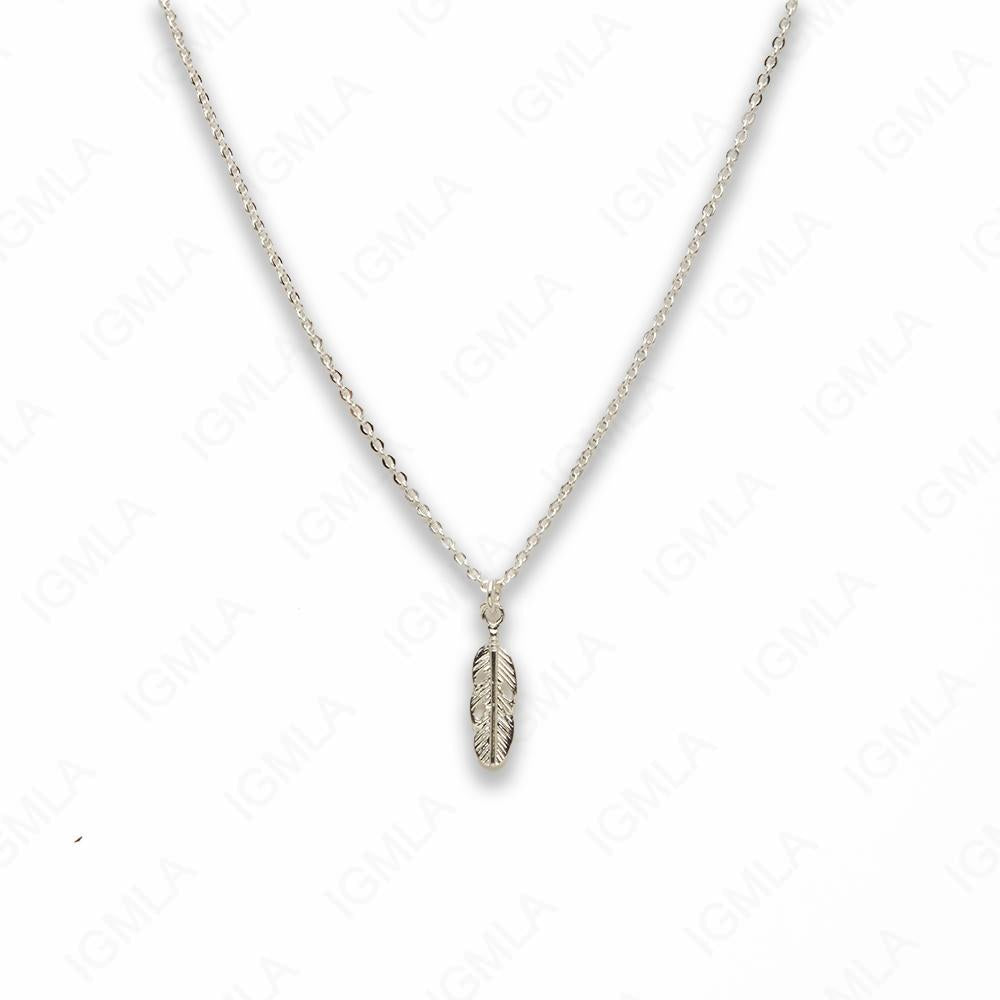 Zinc Alloy Silver Plated Feather Necklace