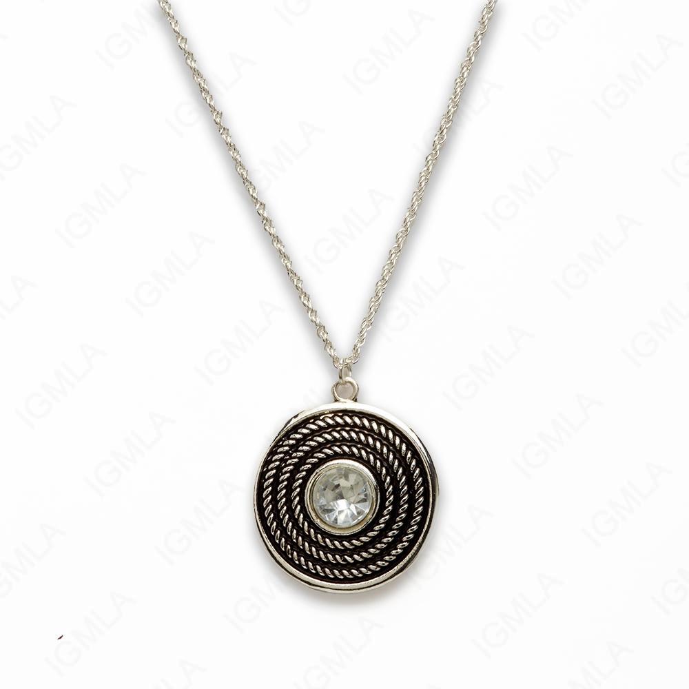 Zinc Alloy Crystal Rhinestone Silver Plated Round Necklace