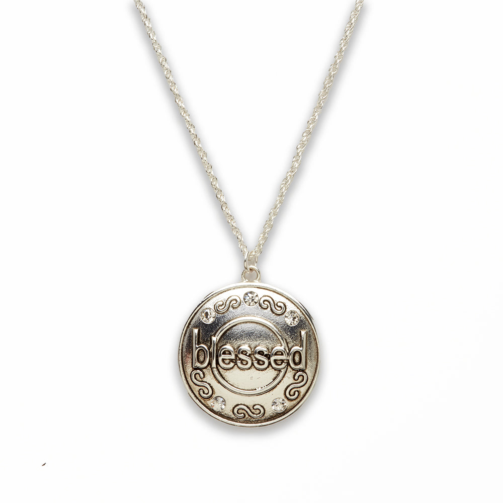 Zinc Alloy Blessed Silver Plated Round Necklace