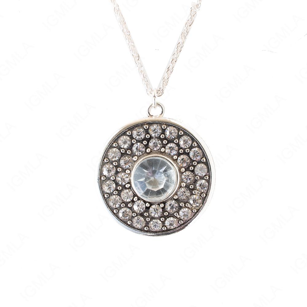 Zinc Alloy Crystal Rhinestone Silver Plated Round Necklace