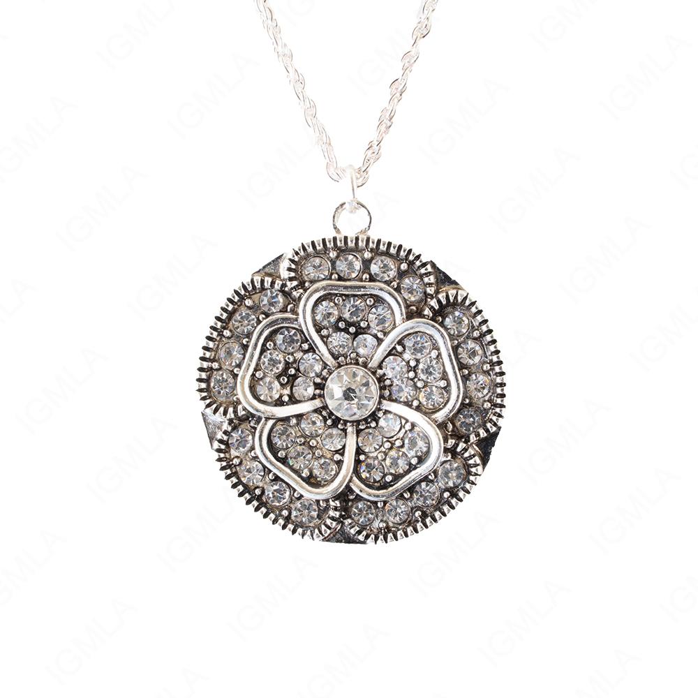 Zinc Alloy Crystal Rhinestone Silver Plated Flower Necklace