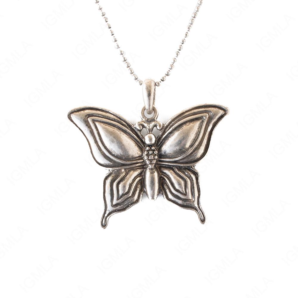 Zinc Alloy Rhodium Plated Butterfly Necklace