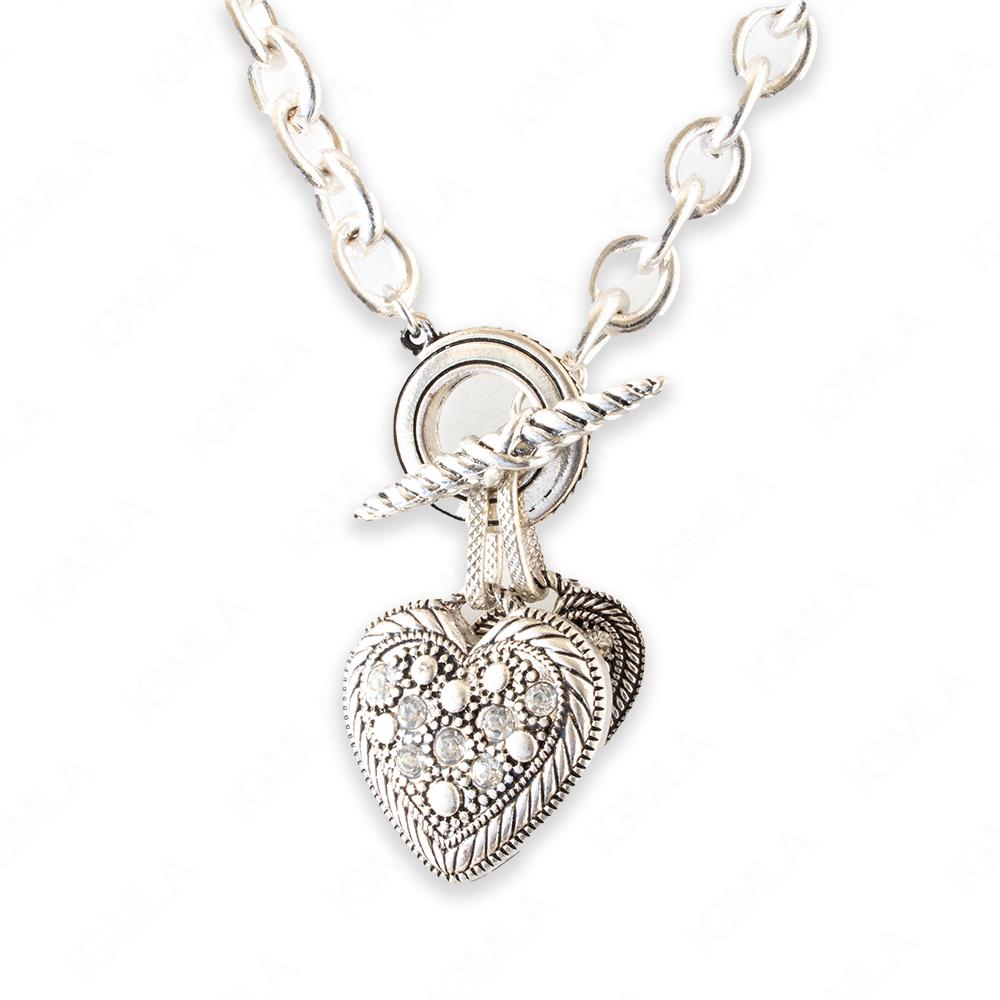 Zinc Alloy Silver Plated Heart Necklace