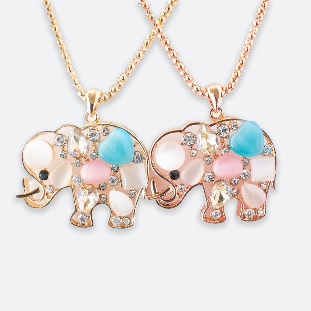 Zinc Alloy Multi Stone Gold, Rose Gold Plated Elephant Necklace