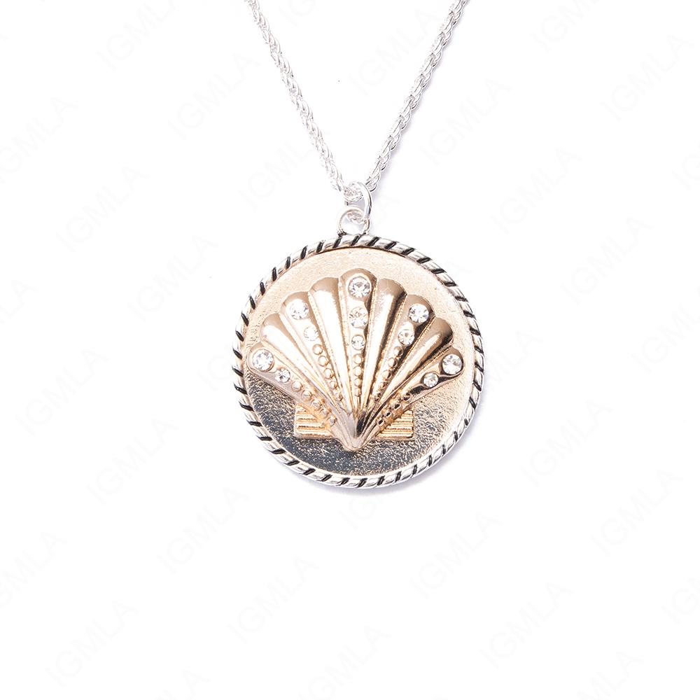 Zinc Alloy Sea Shell W Rhinestone Gold, Silver Plated Round Necklace