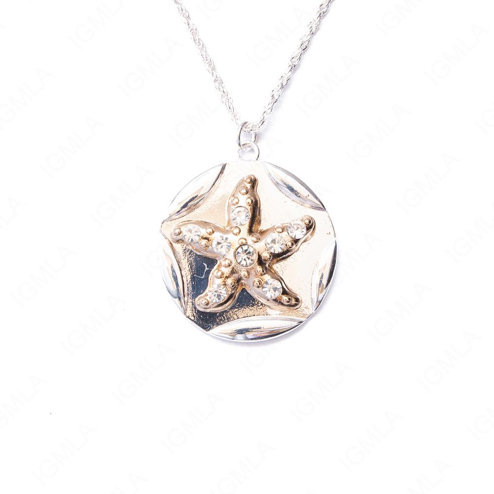 Zinc Alloy Star w Rhinestone Gold, Silver Plated Round Necklace