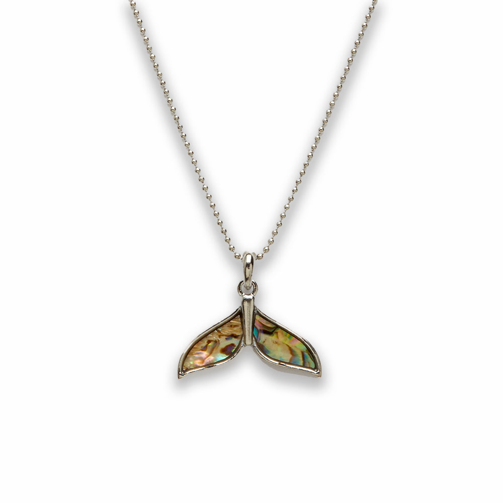 Zinc Alloy Natural Pau Shell Silver Plated Whale Tail Necklace
