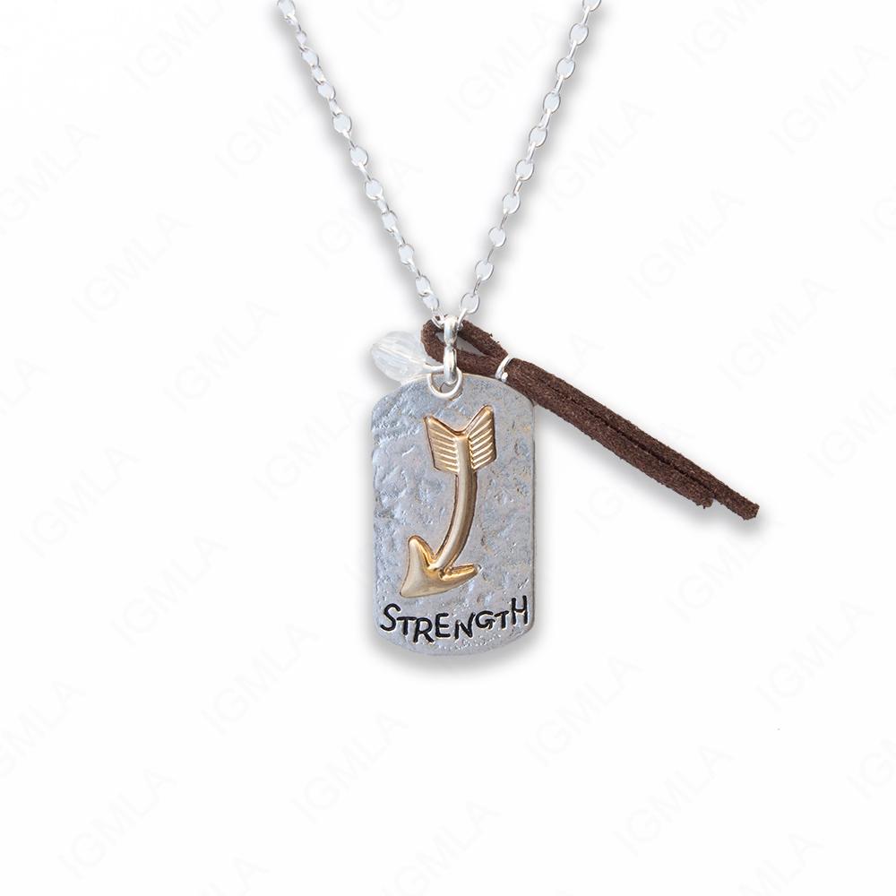 Zinc Alloy Strength Silver with Gold Arrowhead Rectangle Necklace