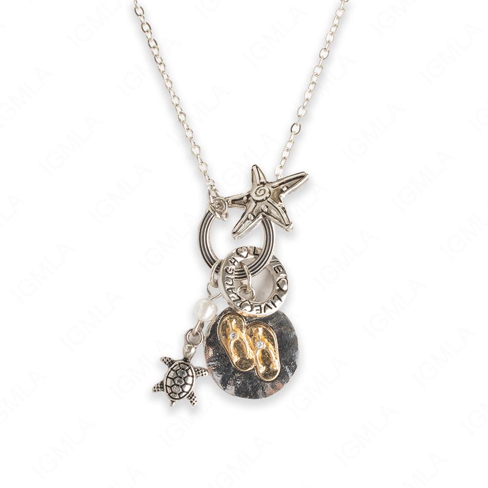 Zinc Alloy Silver Plated Assorted Charm Assorted Charm Necklace