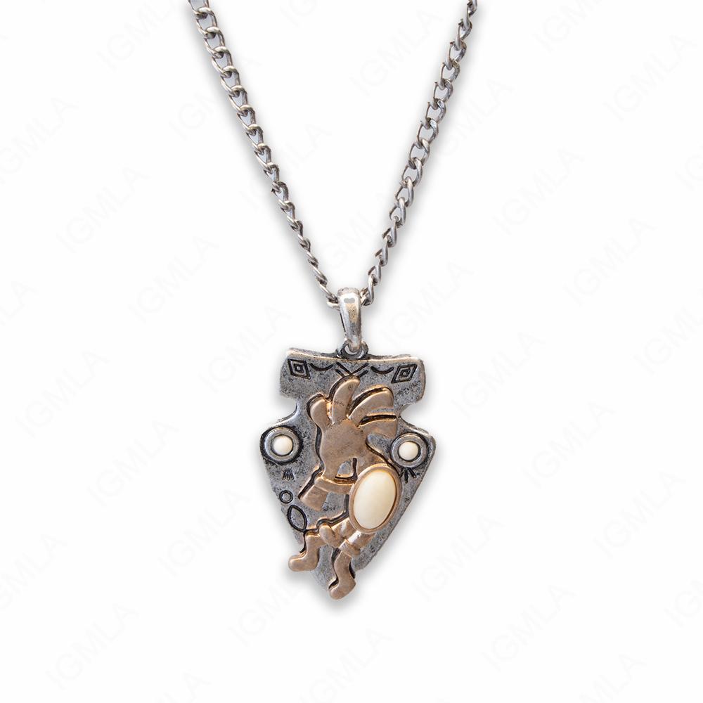Zinc Alloy Syn White Cab Gold, Silver Plated Arrowhead Necklace