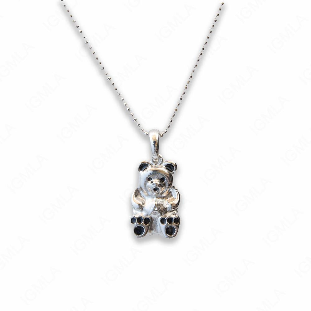 Zinc Alloy Silver Plated Bear Necklace