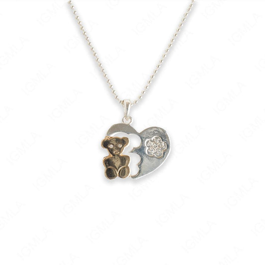Zinc Alloy Silver Plated W Gold Heart Charm Necklace