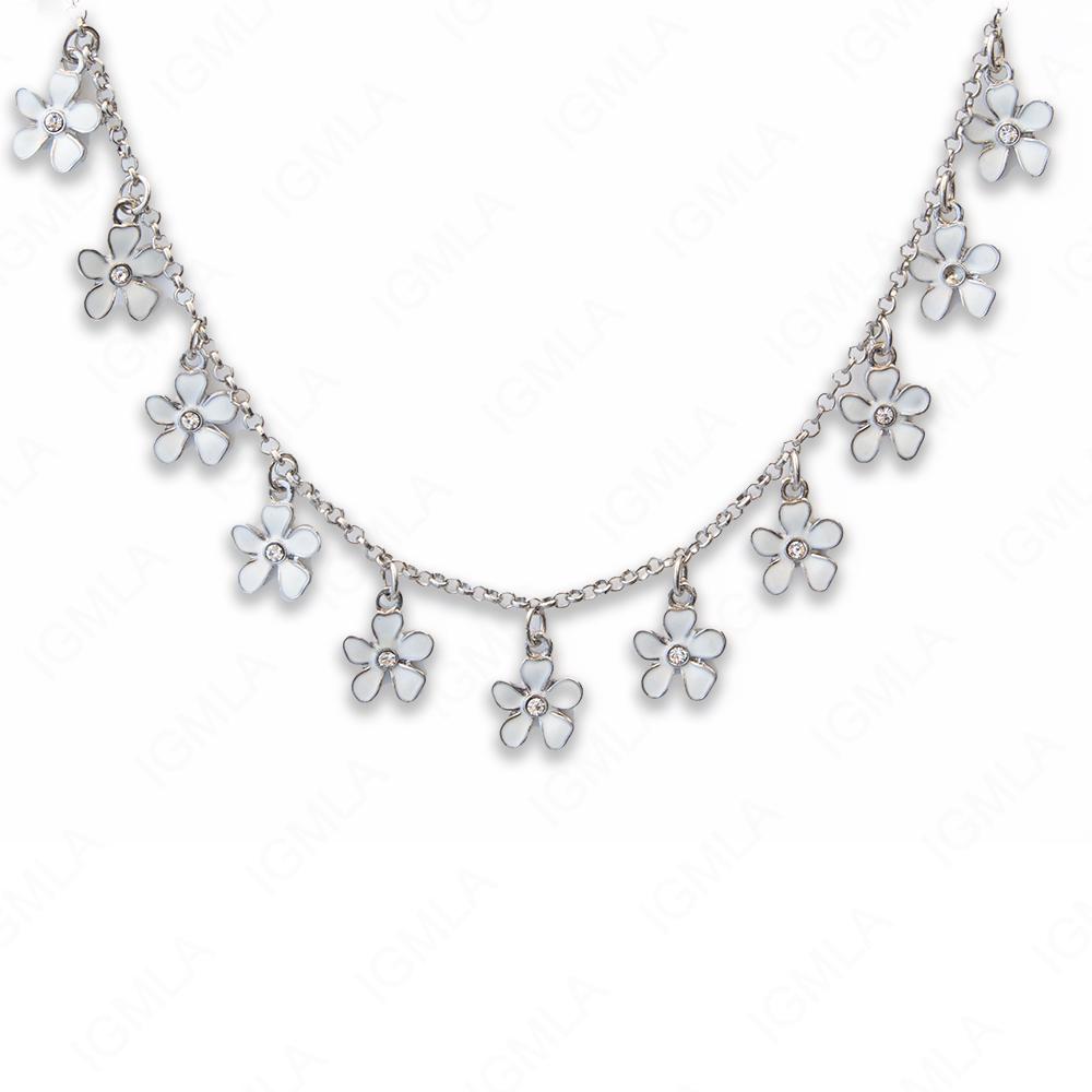 Zinc Alloy Brown Color Rhodium Plated Flower Necklace