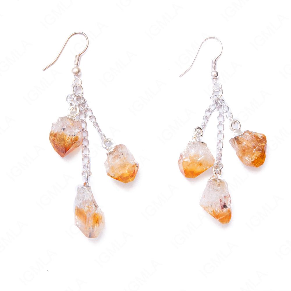 Citrine Sp 3 Pc Dangle Earrings