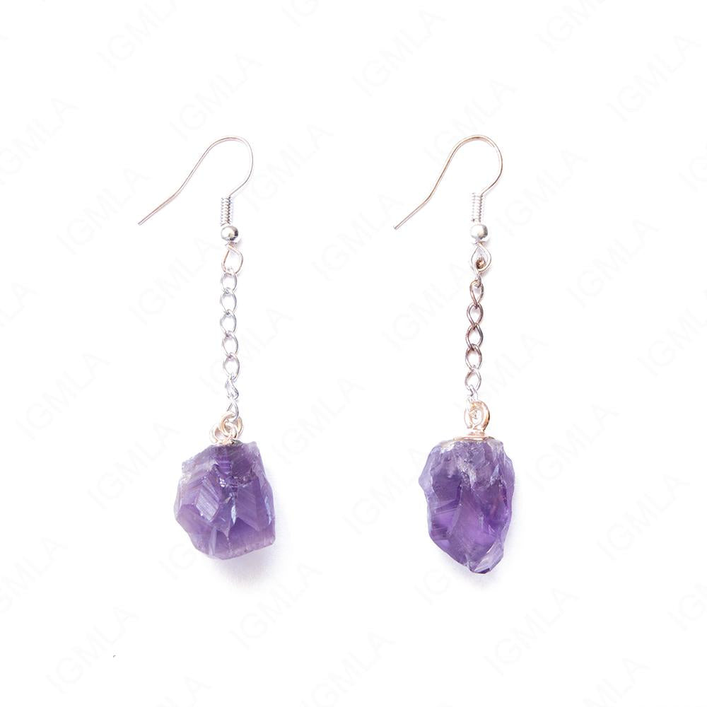 Amethyst Sp Point Tumbled Earrings