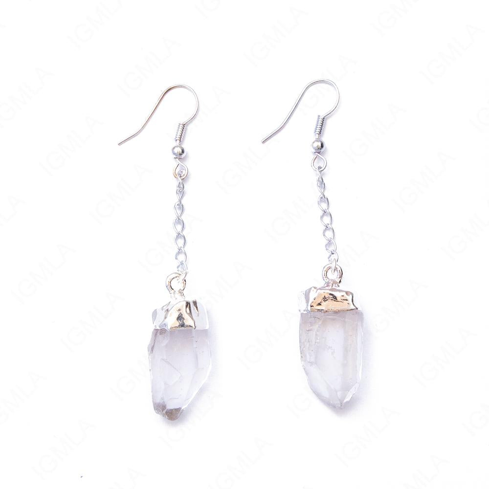 Quartz Sp Point Tumbled Earrings