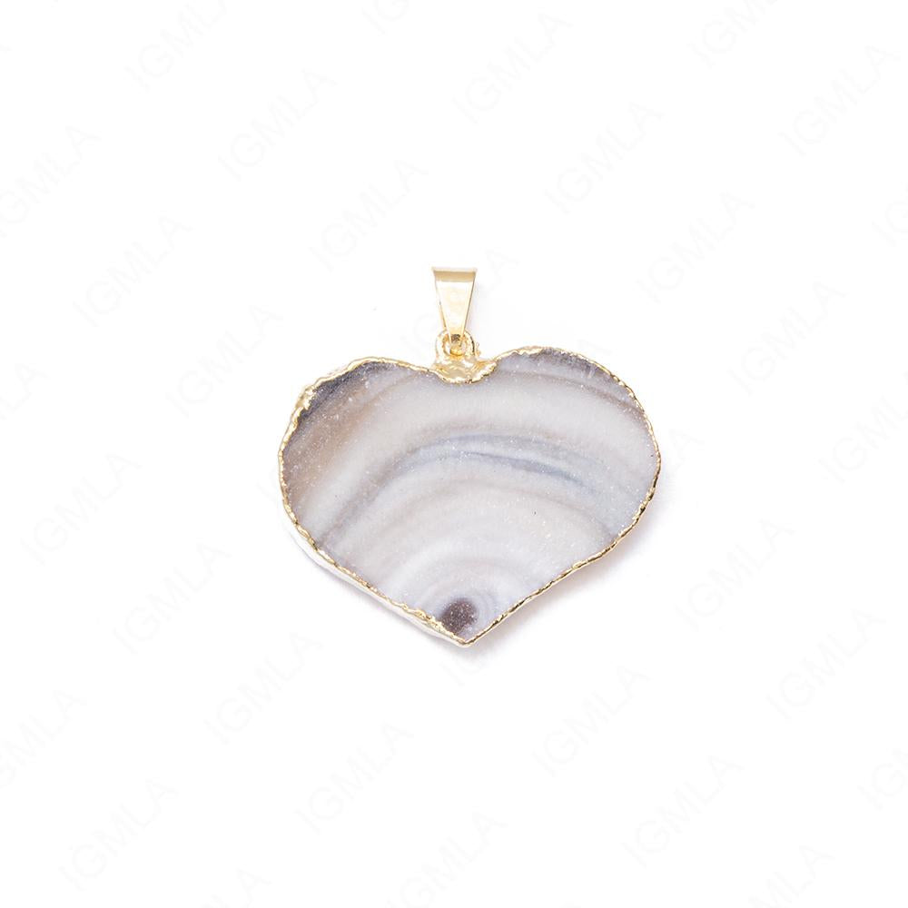 Natural Agate Druze Gp Heart Pendants