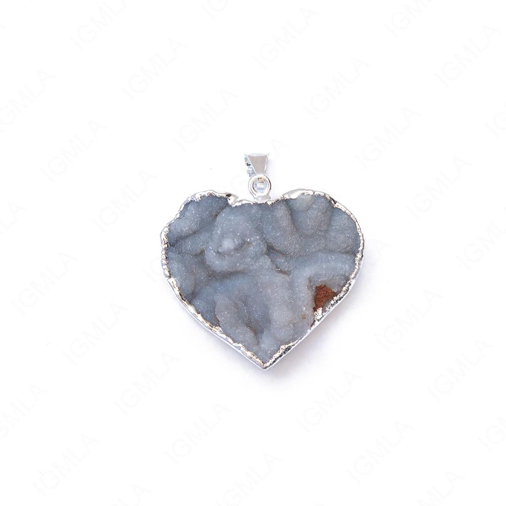 Natural Agate Druze Sp Heart Pendants