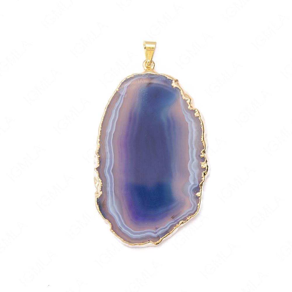 Purple Agate Gp Slice Pendants
